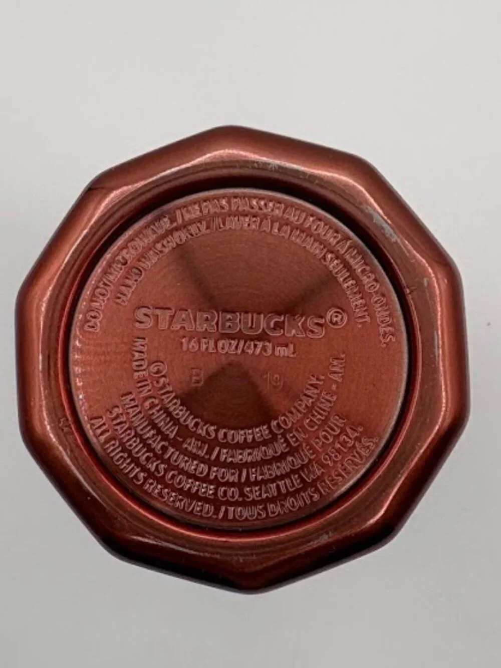 Starbucks 16oz Travel Mug Rose Gold Copper 10 Faceted Stainless Steel Tumbler